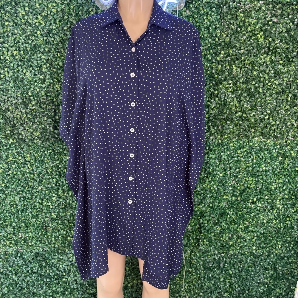 Tommy Bahama Polka Dot Button-Front Cover-Up Dress Size S